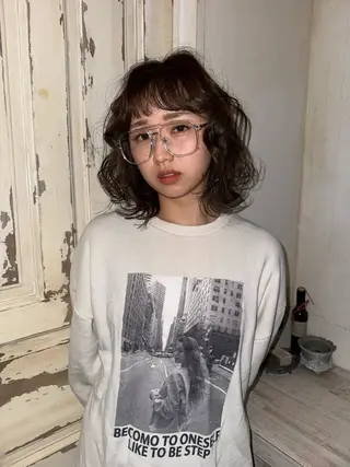 ミディアム カラー 笹原 叶のヘアスタイル