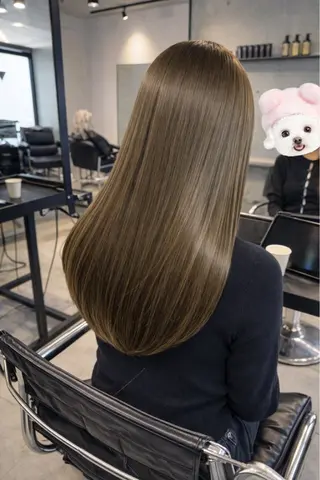 ロング カラー パーマ ヘアアレンジ 透明感/オリーブ/ グレージュ/YUKAのヘアスタイル