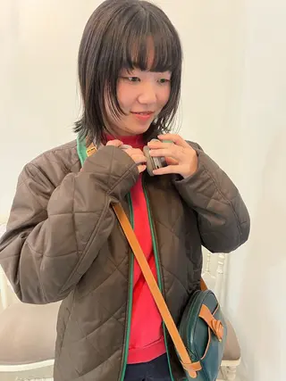 ミディアム カラー en,所属・en,ボブ/レイヤー パーマ/透明感カラーのヘアスタイル