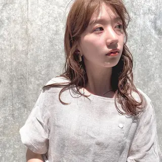 セミロング カラー パーマ ヘアアレンジ 【ダメージレス施術】 【透明感】北村 拓也のヘアスタイル