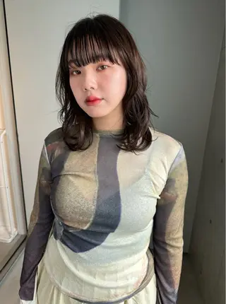 ミディアム カラー お悩み解決パーマ hana🩰のヘアスタイル