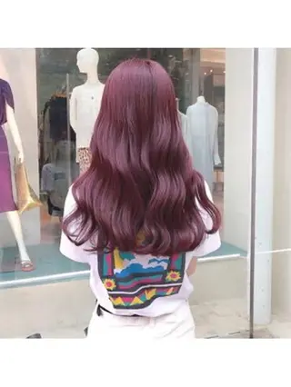 ミディアム カラー パーマ ヘアアレンジ ユズキ/似合わせ カット♡透明感カラーのヘアスタイル