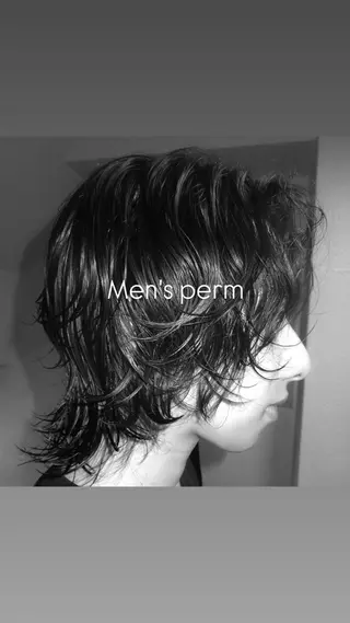 ショート パーマ メンズ タマキ/似合わせ カット/Wカラーのヘアスタイル