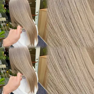 セミロング カラー パーマ ブリーチ矯正💐 ミルクティー💐ナオのヘアスタイル