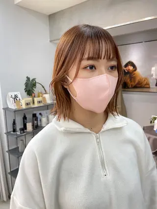 ショート カラー ヘアアレンジ ボブ/透明感ベージュ 🫧クルミ🌟のヘアスタイル