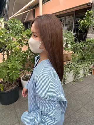 ロング 透明感カラー/レイヤ ー/縮毛/暗髪/銀座のヘアスタイル