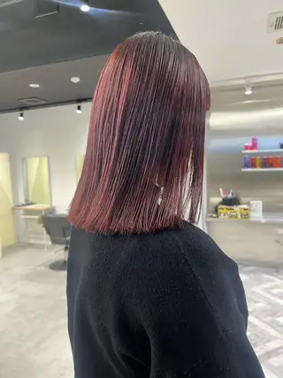 ミディアム カラー パーマ ヘアアレンジ メンズ キッズ ネイル マツエク・マツパ アイブロウ viewstokyo所属・mana 暖色カラーカットのヘアスタイル