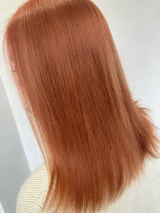 セミロング カラー ブリーチ毛縮毛矯正 👑山口のヘアスタイル