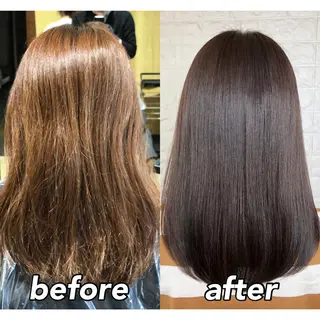 セミロング カラー パーマ KIZU 髪質改善 怪談を語る美容師のヘアスタイル