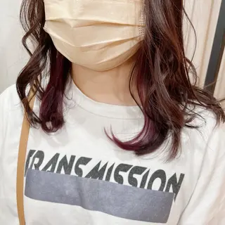 セミロング カラー ヘアアレンジ なつき/艶ピンク/ girly hairのヘアスタイル