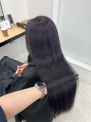 ロング カラー 暗髪🩶ラベンダー/ ブルー/ユウナ🤍のヘアスタイル