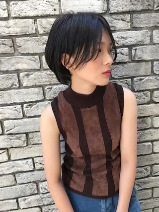 ショート カラー パーマ 羽田 ひろむのヘアスタイル