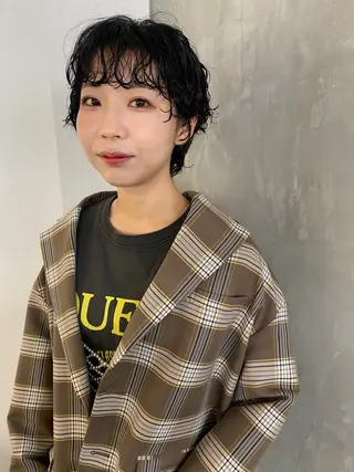 ショート パーマ 森貴裕/ベージュ/ パーマ/オリーブのヘアスタイル