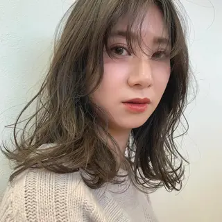 セミロング カラー 薬院:今泉/上川美幸 大人ヘア/暗髪カラーのヘアスタイル