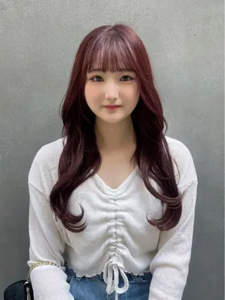 ロング 透明感カラー/レイヤ ー/縮毛/暗髪/銀座のヘアスタイル