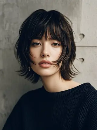 ミディアム ウルフカット 811 大阪梅田 ウルフのヘアスタイル