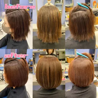 ミディアム パーマ ブリーチ縮毛矯正/ デサキ ショウヘイのヘアスタイル