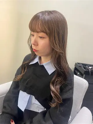 ロング カラー 髪質改善カラー&TR 縮毛矯正/弱酸性矯正のヘアスタイル