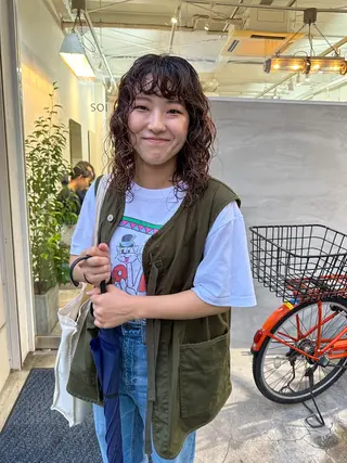 ミディアム パーマ パーマ/透明感カラー /ボブ/吉田一生のヘアスタイル