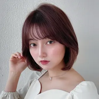ミディアム 割れない顔まわり 小顔カット難波のヘアスタイル