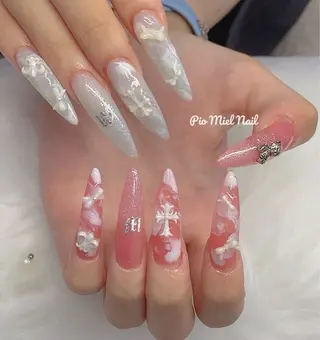 セミロング HANA 長さだしのネイルデザイン