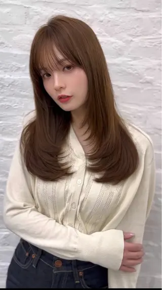 ミディアム カラー 前髪顔まわりカット 🌈中村海聖のヘアスタイル