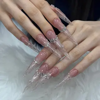 ネイル hami🎀うかん 🎀チップ長さ出しのネイルデザイン