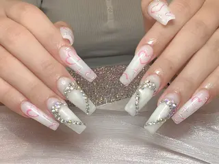 ロング パンダ ネイルのネイルデザイン