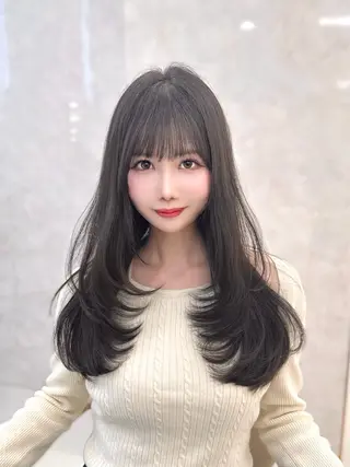 ロング カラー 似合わせ/レイヤー /顔まわり/池田歩樹のヘアスタイル