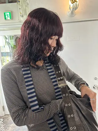 ミディアム カラー パーマ 小川真歩/パーマ /暖色オリーブのヘアスタイル