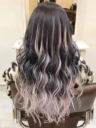 ロング カラー パーマ ヘアアレンジ Device ディバイスのヘアスタイル