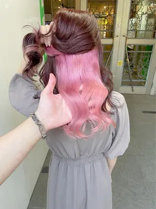 セミロング カラー 韓国ヘア特化💍 tiam💍ブリーチのヘアスタイル