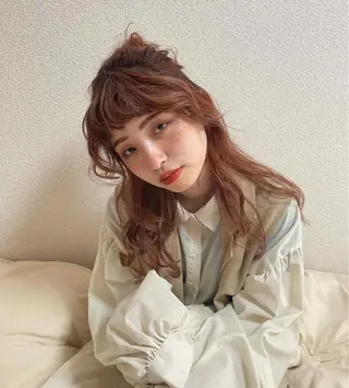 ロング カラー ヘアアレンジ HITOMI 福岡パーマのヘアスタイル