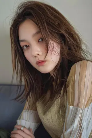 セミロング カラー 圧倒的似合わせ ケアカラーYUTOのヘアスタイル