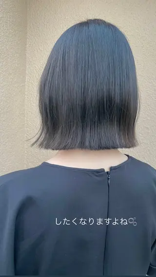 ミディアム カラー ブリーチなしで透け感 暖色カラーボブaoiのヘアスタイル