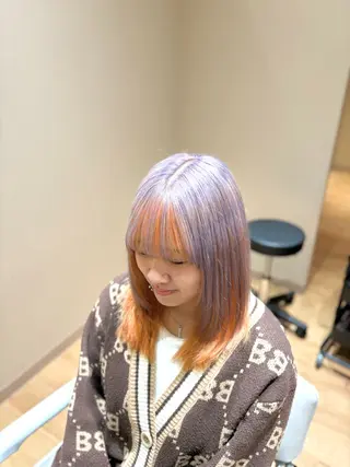 ミディアム カラー miwa♡暖色カラー 盛れる顔周り.ヘアメのヘアスタイル