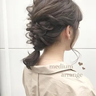 ミディアム カラー ヘアアレンジ 榎園 由美のヘアスタイル