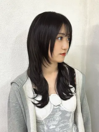 セミロング カラー ウルフレイヤー エクステ/kokiのヘアスタイル