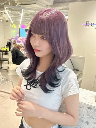 セミロング カラー 韓国ハッシュカット/ 新宿/髪質改善/岡崎のヘアスタイル