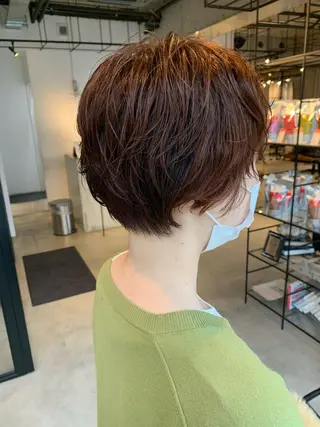 ショート パーマ ピンクベージュ/新潟 万代/高橋桃葉🍑のヘアスタイル