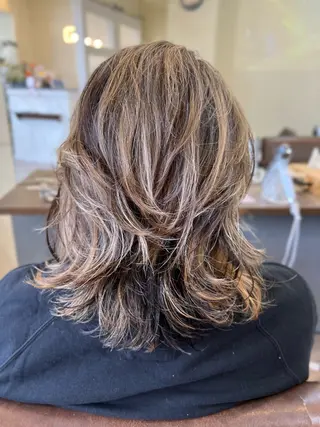 ロング カラー パーマ メンズ 鶴見 和美のヘアスタイル