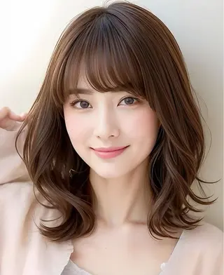 ミディアム カラー 韓国レイヤー➰北田 陸斗➰コテ巻きパーマのヘアスタイル