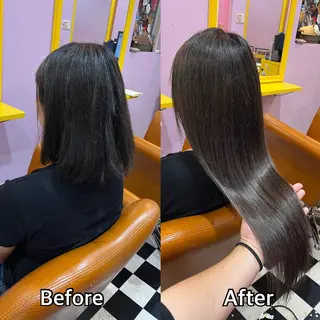 ロング シール＋ちび編み込み エクステ梅田🐨のヘアスタイル