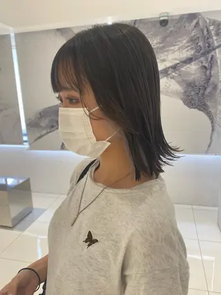 ミディアム カラー ｱｵﾇﾏﾐﾕ☁️ /ボブ/ハイトーン/のヘアスタイル