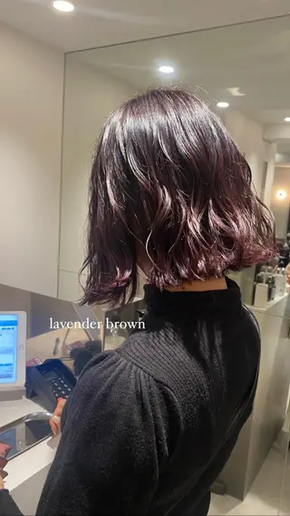 ミディアム カラー ミオ💎透ける暗髪/ ブリーチなしWカラーのヘアスタイル