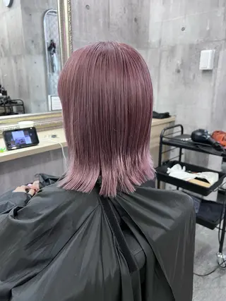 ミディアム サニーサイド大名 ダブルカラー髪質改善のヘアスタイル