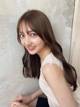 セミロング カラー 顔周り/くびれヘア 韓国ヘア💕風間るなのヘアスタイル