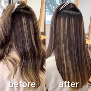 セミロング パーマ KIZU 髪質改善 オカルト怪談のヘアスタイル