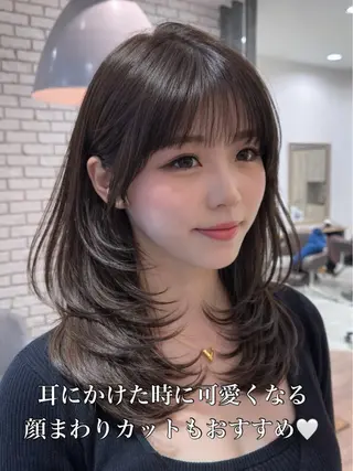 セミロング 映える顔まわり/前髪 特化 💗 ユキマのヘアスタイル