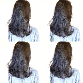 セミロング カラー 韓国レイヤーカット/ ダブルカラーのヘアスタイル